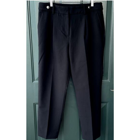 Talbots Black Dress Pants Sz 10 w/ Gunmetal Buttons Trousers Office Career Work - Picture 1 of 5